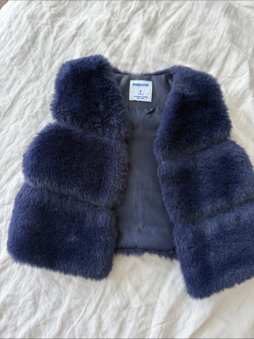 Mayoral Navy Faux Fur Puffer Vest